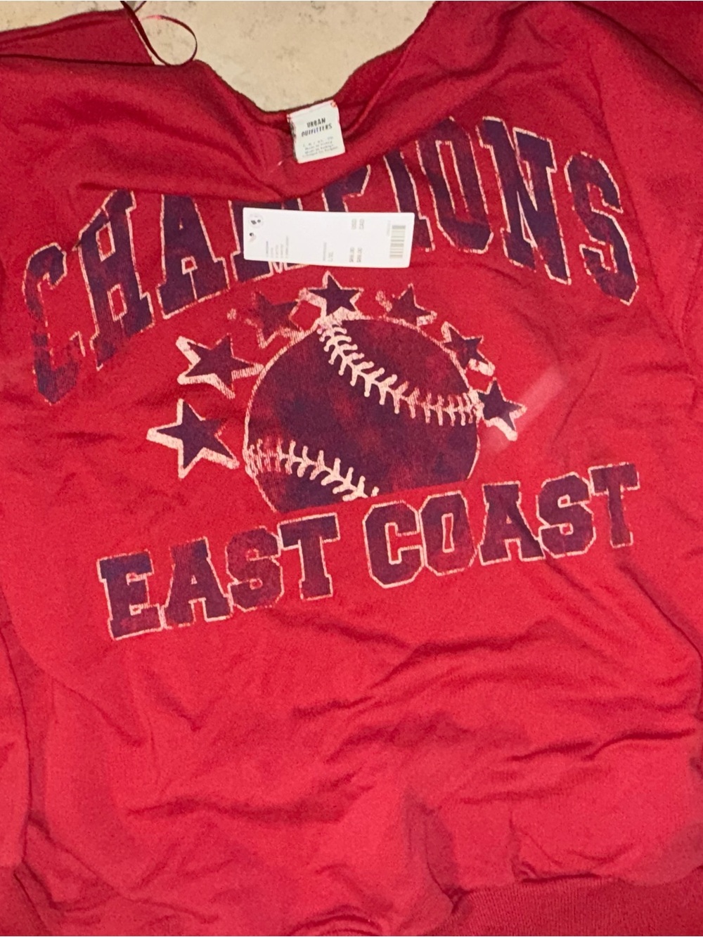 Urban Outfitters Red 'Champions East Coast' Graphic Hoodie Oversized